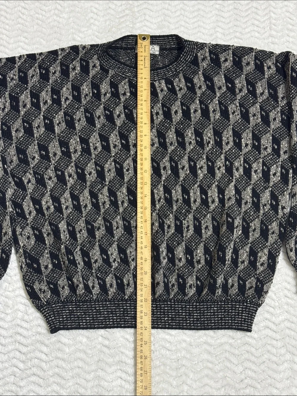 Vintage Area by Tag Mens Size L Geometric Grandpa Crewneck Sweater Made In USA